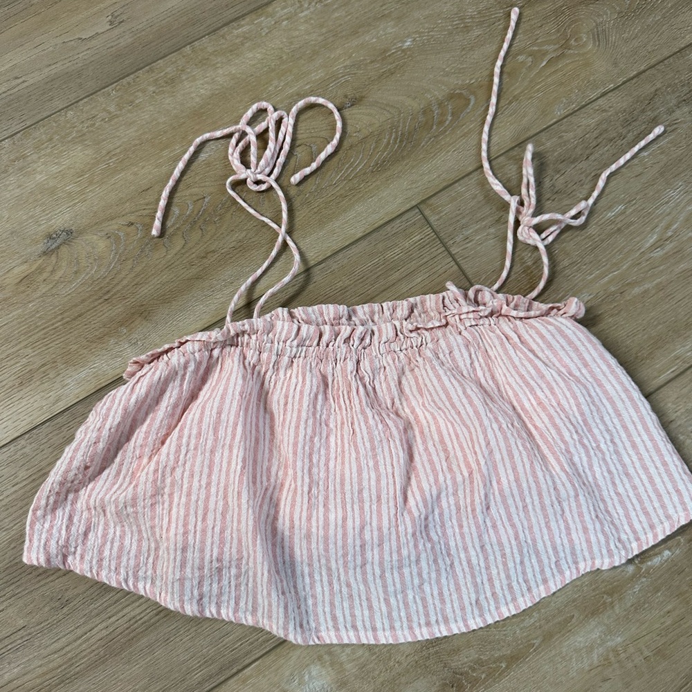 Pink and White Striped Crop Top